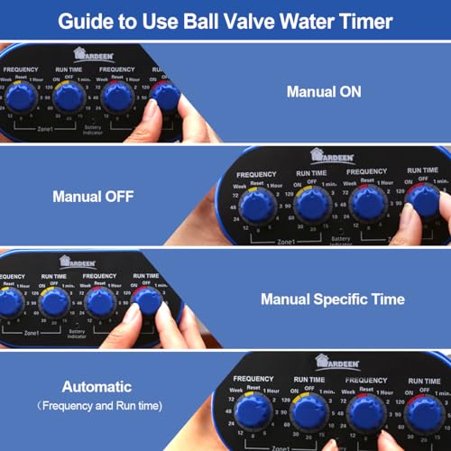 Yardeen Watering Hose Sprinkler Timer Garden Irrigation System Controller Electronic Water Timer with Two Outlets Color Blue - Image 4