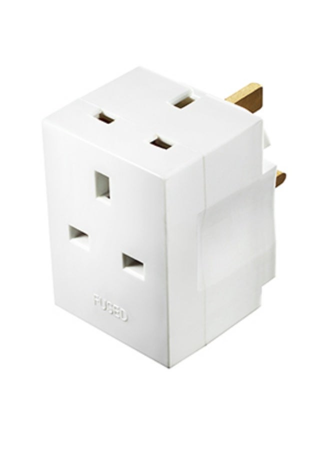MASTERPLUG - Masterplug MSF3 Multi Socket Plug Adaptor l Three Sockets l 3 Pin l 13 amp l Original British Brand - Image 1