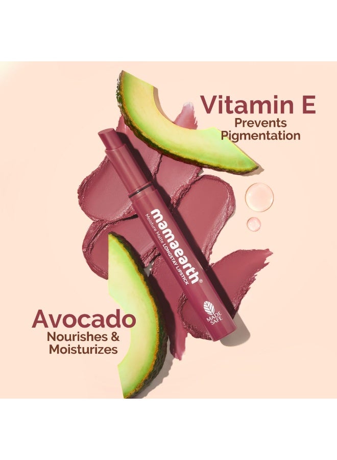 ماما إيرث أحمر شفاه مطفي من ماما إيرث، يدوم طويلًا، بزيت الأفوكادو وفيتامين إي، يدوم حتى 12 ساعة، لون 02 بلام بانش، 2 غرام - Image 3