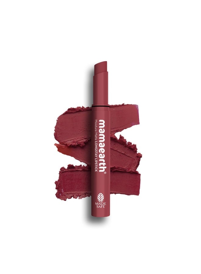 ماما إيرث أحمر شفاه مطفي من ماما إيرث، يدوم طويلًا، بزيت الأفوكادو وفيتامين إي، يدوم حتى 12 ساعة، لون 02 بلام بانش، 2 غرام - Image 1