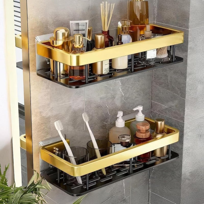 MIORAH 2 Pack Self Adhesive Bathroom Shelf – No Drill Rustproof Wall Organizer Rack for Toiletries & Shower Storage - Image 1