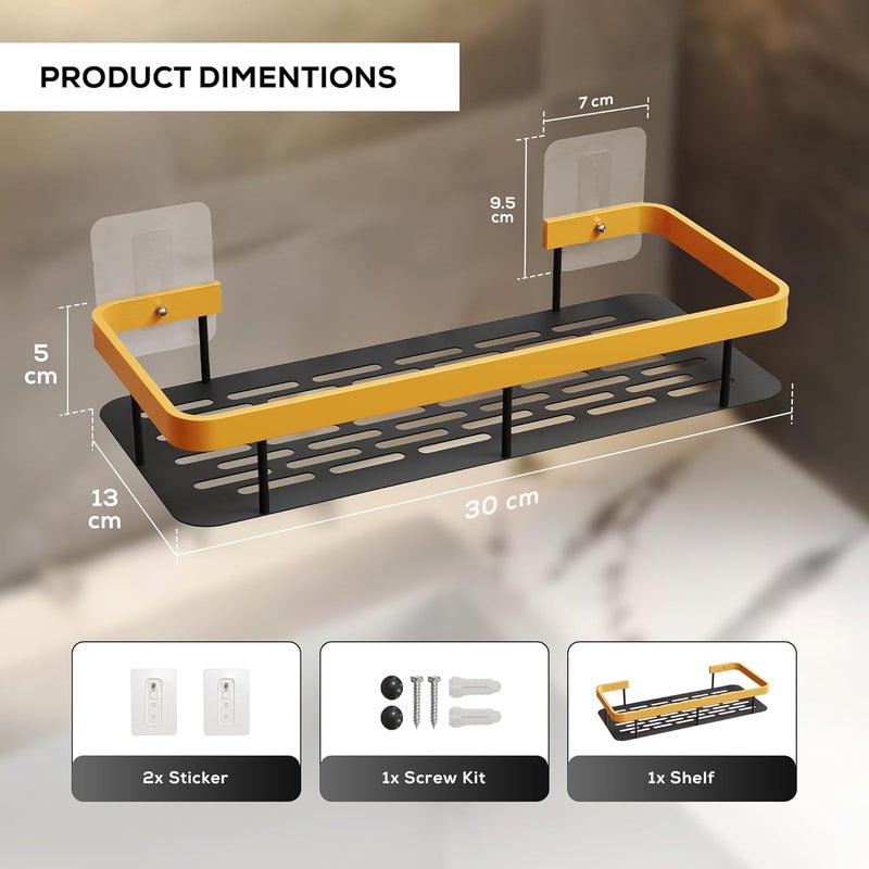 MIORAH 2 Pack Self Adhesive Bathroom Shelf – No Drill Rustproof Wall Organizer Rack for Toiletries & Shower Storage - Image 2