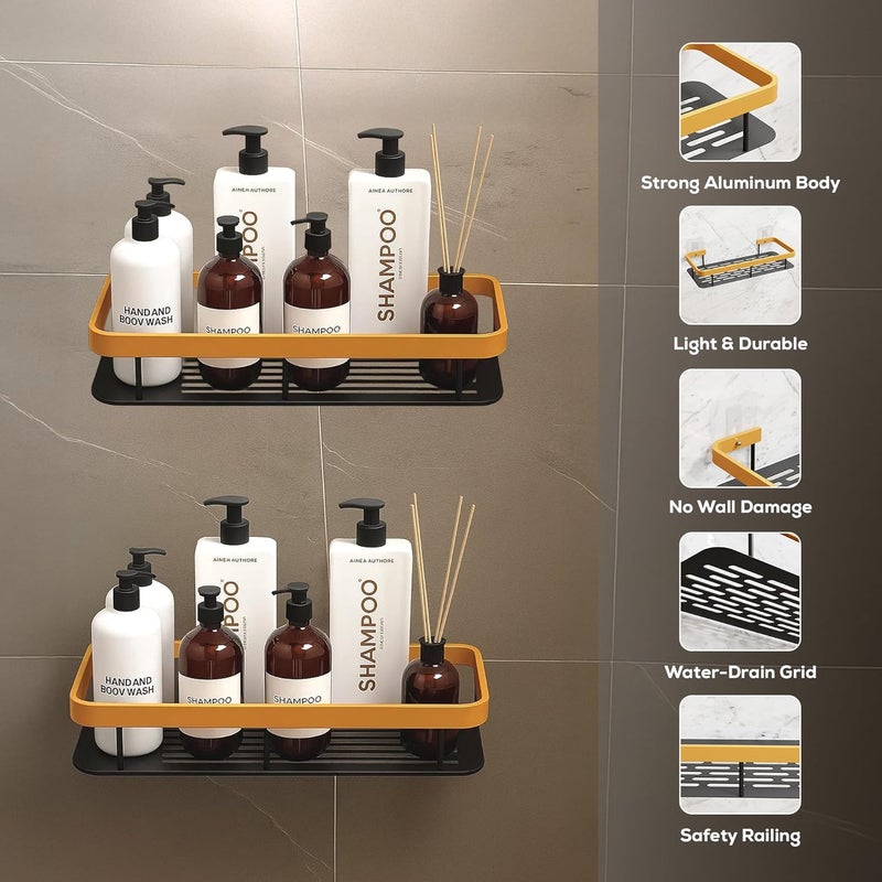 MIORAH 2 Pack Self Adhesive Bathroom Shelf – No Drill Rustproof Wall Organizer Rack for Toiletries & Shower Storage - Image 3