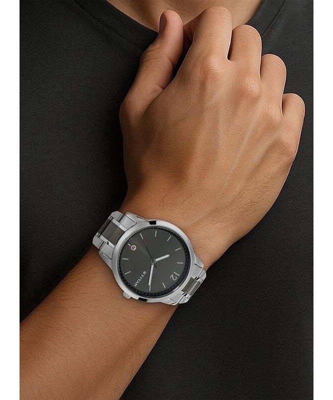 Titan Timeless Style Refined Anthra Dial and Metal Strap Watch for Men 1806km01 - Image 5