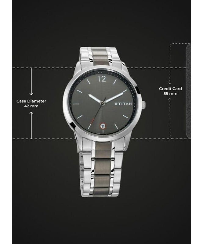 Titan Timeless Style Refined Anthra Dial and Metal Strap Watch for Men 1806km01 - Image 3