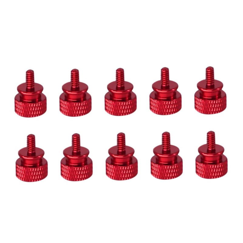 10pcs Aluminum Alloy Knurled Thumbscrew Set Red 6#-32 Thread Computer Case Replacement Screws for DIY PC Chassis Assembly and Repair - Image 1