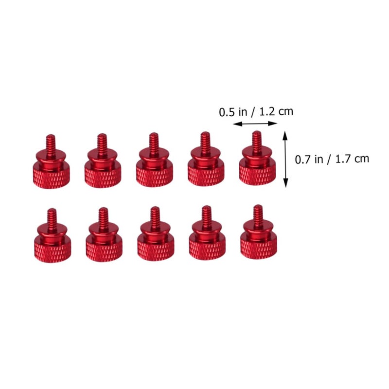 10pcs Aluminum Alloy Knurled Thumbscrew Set Red 6#-32 Thread Computer Case Replacement Screws for DIY PC Chassis Assembly and Repair - Image 2