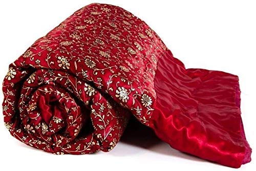 SVT Traditional Famous Jaipuri Beautiful Floral Print in Silk red Jaipuri RajaiRazaiQuilt SingleSingle Bed QuiltComforterAC QuiltAC Comforter - Image 1