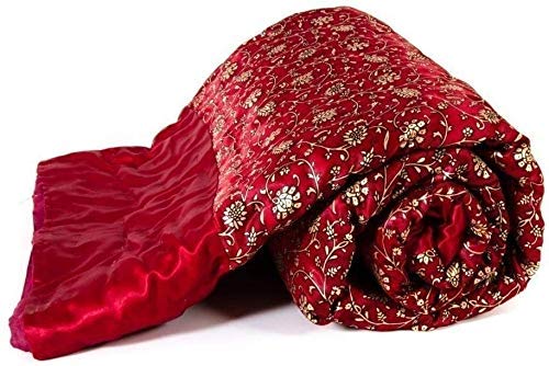 SVT Traditional Famous Jaipuri Beautiful Floral Print in Silk red Jaipuri RajaiRazaiQuilt SingleSingle Bed QuiltComforterAC QuiltAC Comforter - Image 3