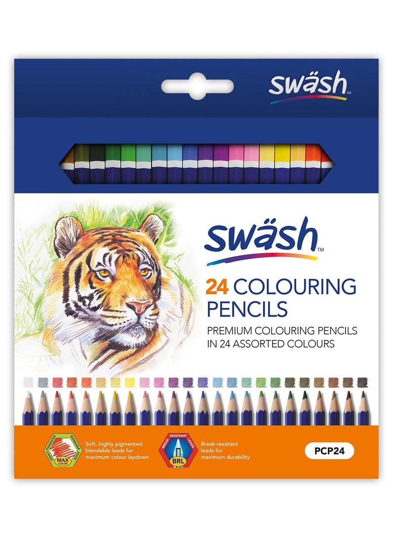 SWASH Premium Assorted Colouring Pencils, Pack of 24 - Image 1