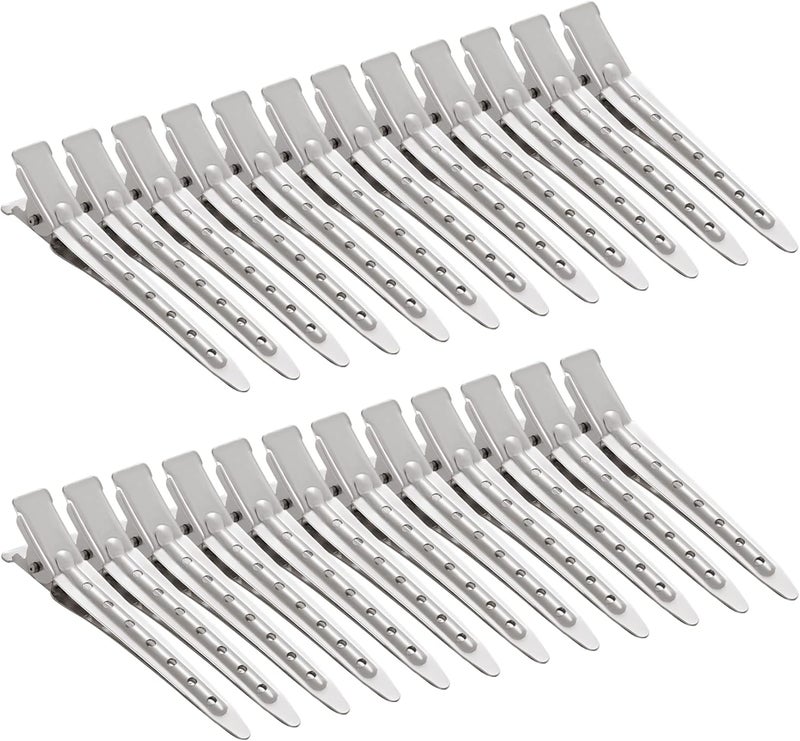 Bantoye 24 Packs Duck Bill Clips, 2.75 Inches Rustproof Metal Alligator Curl Clips with Holes for Hair Styling, Hair Coloring, Silver - Image 1