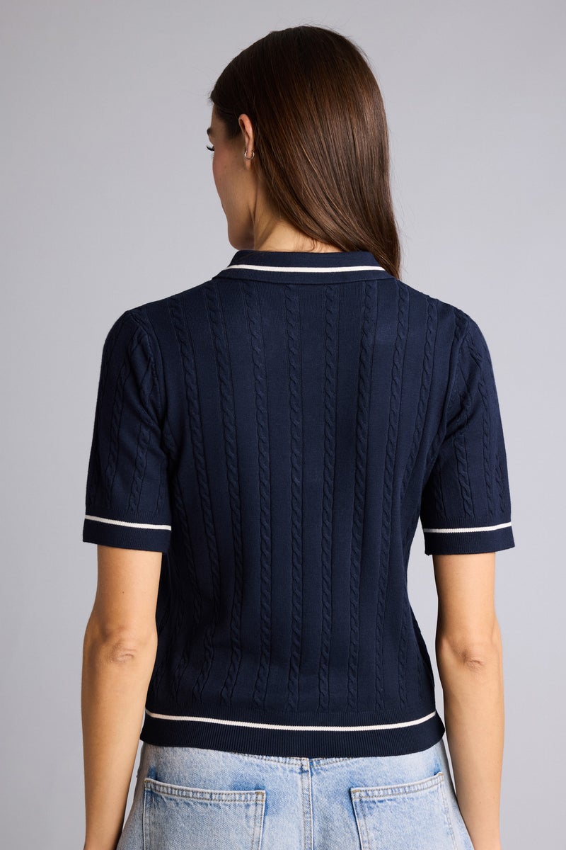 DeFacto Blue Woman Regular Fit Polo Collar Pullover Casual - Image 5