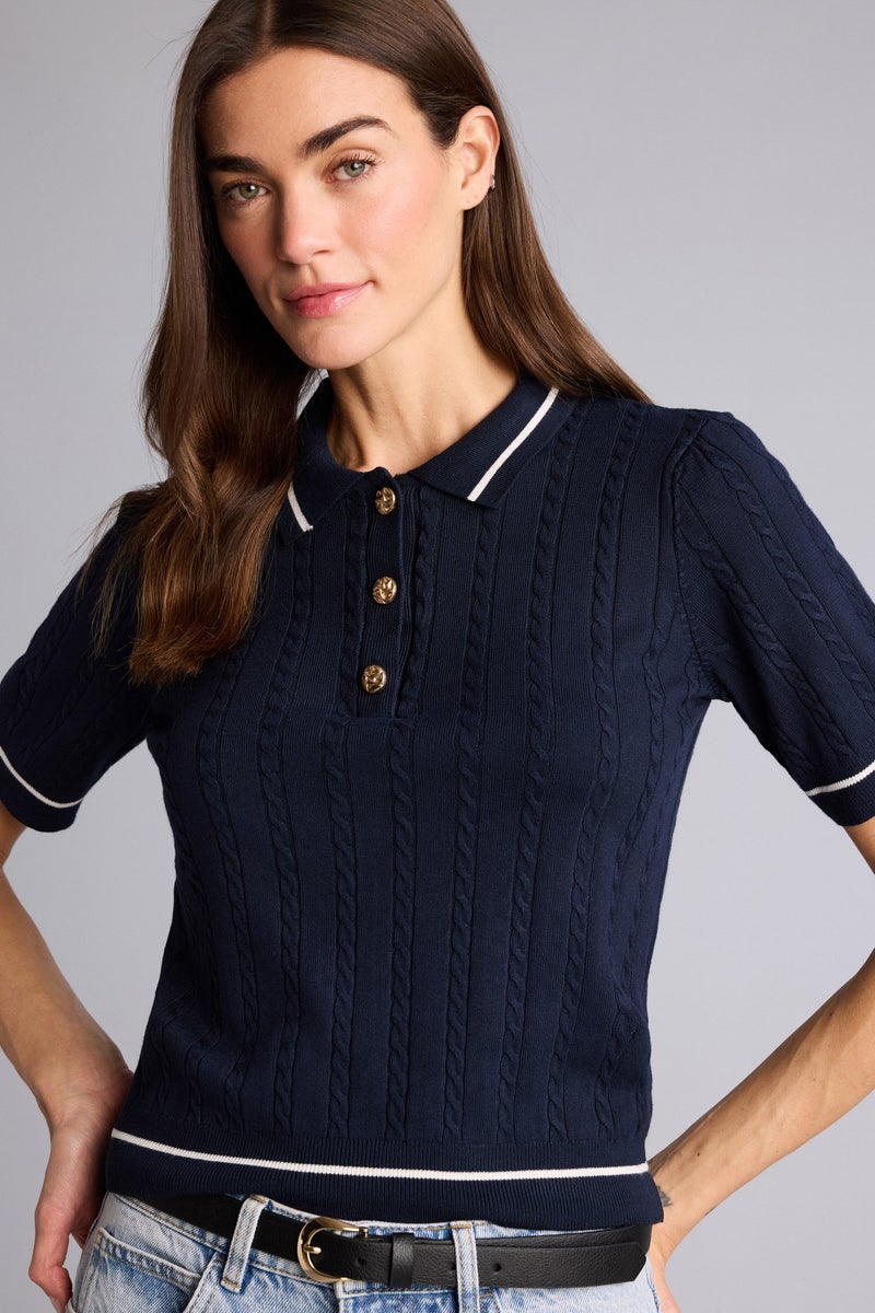 DeFacto Blue Woman Regular Fit Polo Collar Pullover Casual - Image 1