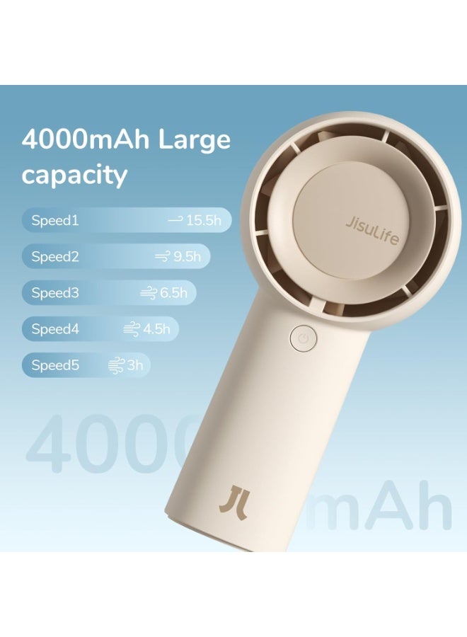 جيسيو لايف JISULIFE مروحة توربو اليدوية [16 ساعة ماكس وقت التبريد] ميني المحمولة، 4000mAh USB قابل للشحن الشخصي، تعمل البطارية مروحة جيب صغيرة مع 5 سرعات للسفر / في الهواء الطلق / المنزل / المكتب - البني - Image 3