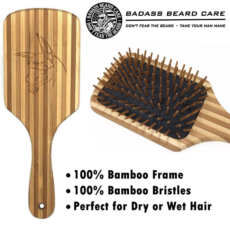 Badass Beard Care Wood Bristle Beard Brush For Men - Anti-static, 100% Bamboo & Light Weight - Image 3