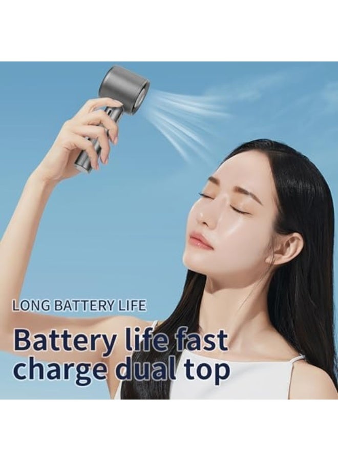 مروحة شخصية محمولة - مروحة يدوية صغيرة بسرعات قابلة للتعديل | مروحة محمولة بشاشة LED للاستخدام الخارجي والداخلي، مروحة تبريد للتخييم للأطفال والفتيات والنساء، لون رمادي/فضي - Image 3