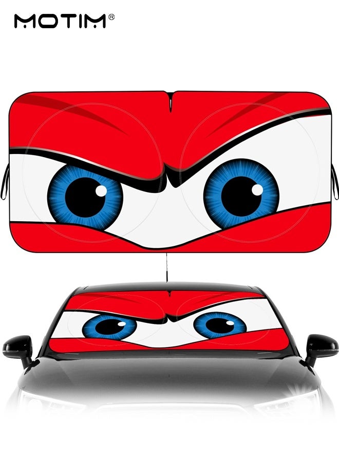Motim Car Windshield Sun Shade, 100% Blackout Car Front Windsow Shades Umbrella, Automotive Sun Visor Block Heat Insulation Protection, Car Accessories, (Red) - Image 1