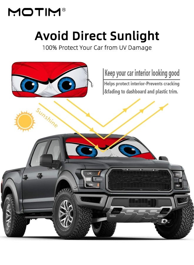 Motim Car Windshield Sun Shade, 100% Blackout Car Front Windsow Shades Umbrella, Automotive Sun Visor Block Heat Insulation Protection, Car Accessories, (Red) - Image 4