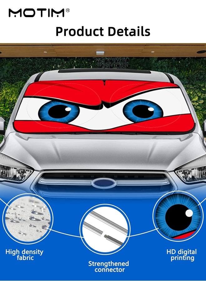 Motim Car Windshield Sun Shade, 100% Blackout Car Front Windsow Shades Umbrella, Automotive Sun Visor Block Heat Insulation Protection, Car Accessories, (Red) - Image 5