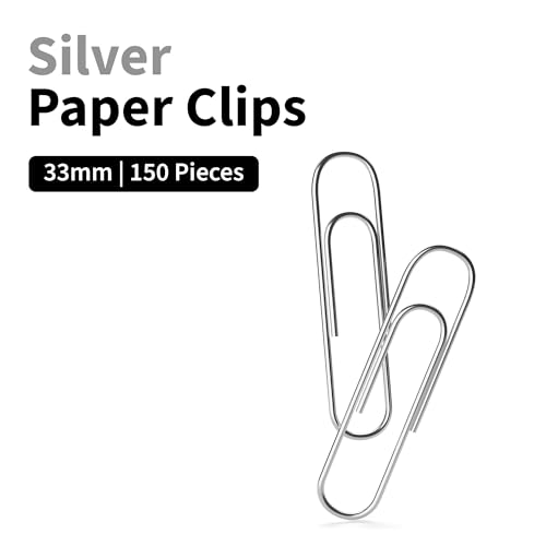 NUOVI 33mm Paperclip-Silver | 150 Clips Per Box | Non-Rust Stainless Steel Gem Clips | Perfect for Office, School & Daily Use (Pack of 3) - Image 3