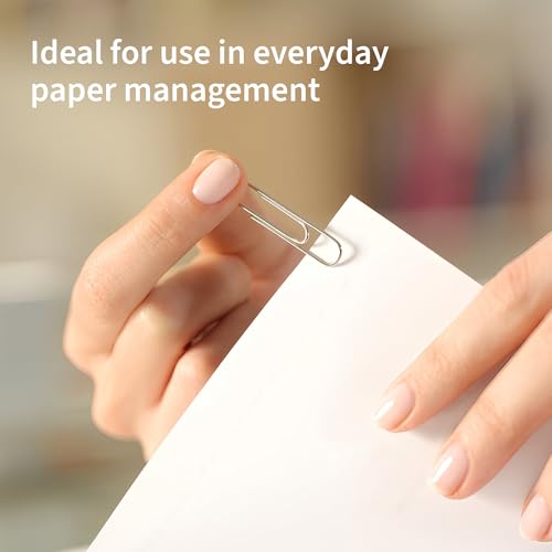 NUOVI 33mm Paperclip-Silver | 150 Clips Per Box | Non-Rust Stainless Steel Gem Clips | Perfect for Office, School & Daily Use (Pack of 3) - Image 5