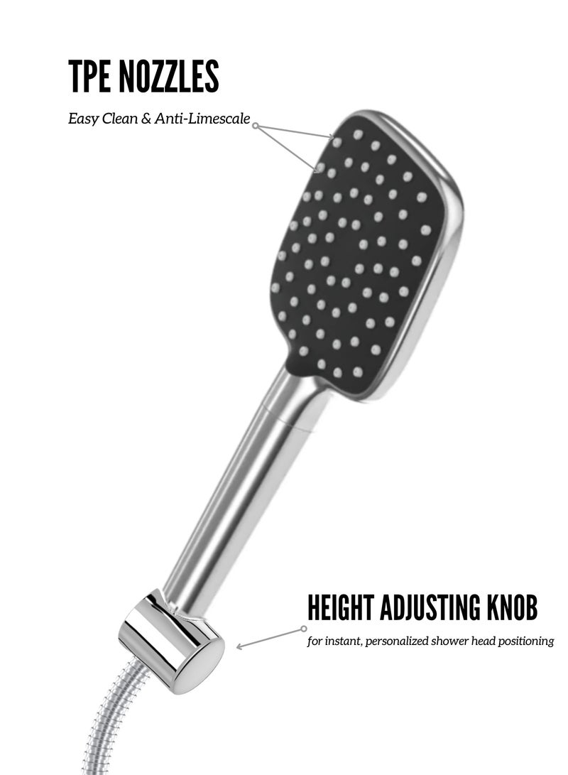 MAAT Aqua Chrome Space Sliding Shower Set | Compact Design | Chrome Finish | Made in Turkey  - Image 3