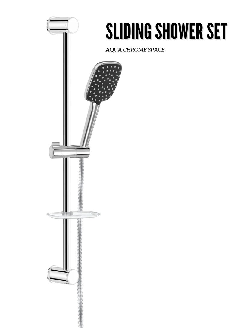 MAAT Aqua Chrome Space Sliding Shower Set | Compact Design | Chrome Finish | Made in Turkey  - Image 1