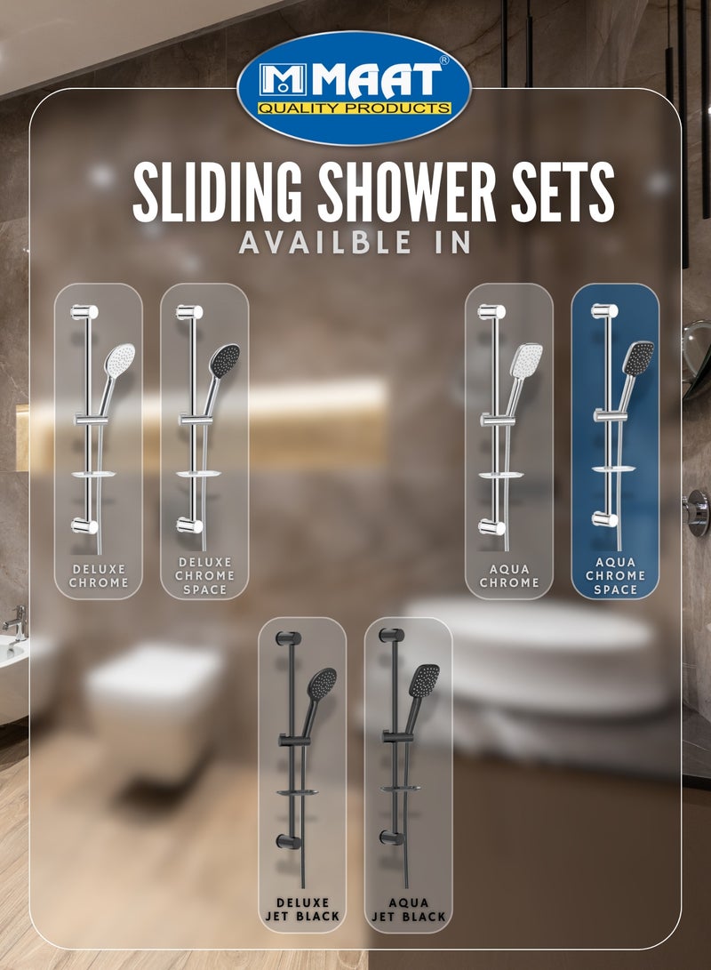 MAAT Aqua Chrome Space Sliding Shower Set | Compact Design | Chrome Finish | Made in Turkey  - Image 5