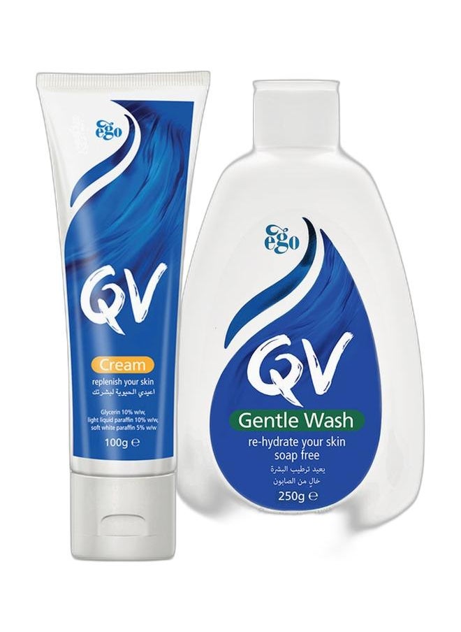 QV QV Gentle Wash 250 ml + QV Moisturising Cream 100 g  - Image 1