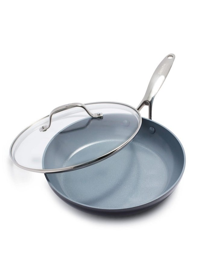 Greenpan GreenPan Valencia Pro 10" Skillet with Lid, PFOA and PFAS-Free, Healthy Ceramic Nonstick, Hard Anodized Pan for Non-Toxic Cooking Induction & Dishwasher Safe Oven-Safe to 600°F, Gray  - Image 1