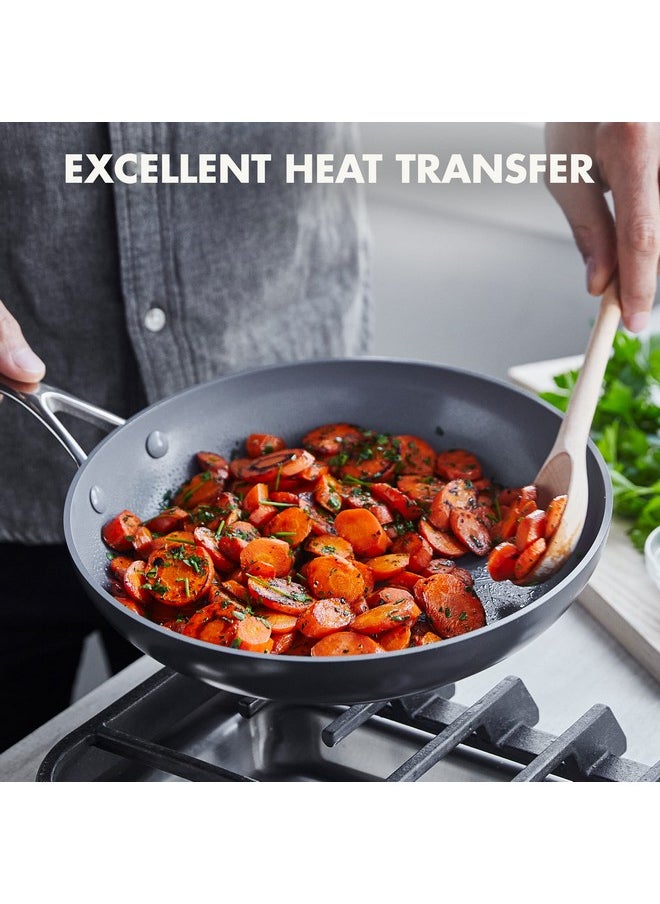 Greenpan GreenPan Valencia Pro 10" Skillet with Lid, PFOA and PFAS-Free, Healthy Ceramic Nonstick, Hard Anodized Pan for Non-Toxic Cooking Induction & Dishwasher Safe Oven-Safe to 600°F, Gray  - Image 4