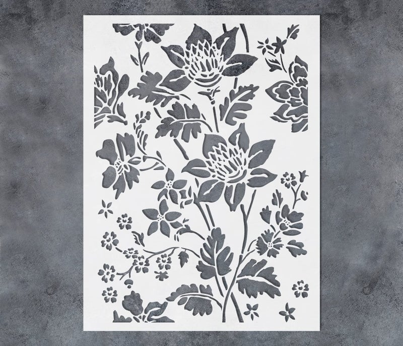 G GSS Designs Large Floral Wall Stencil 12x16Inch Reusable Flower Stencils for Walls Furniture Wood Paper Crafts Vine Stencils for Painting - Image 1