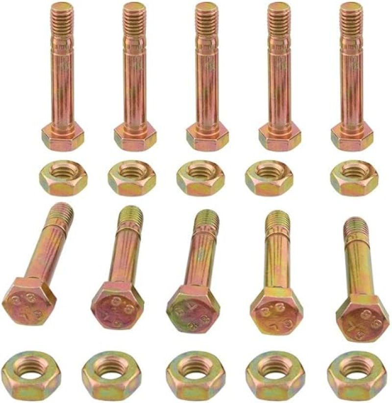 Snowblower Shear Pin Kit: 10 Set - Replacement Shear Pin and Nut for Snowblower Mower Parts - Image 1