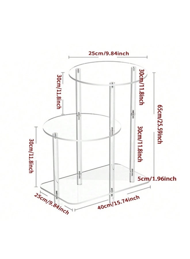 شو وو طاولة جانبية دائرية من الأكريليك - طاولة جانبية متدرجة بثلاث طبقات - طاولة شفافة بجانب السرير، طاولة مدخل مميزة، مناسبة لغرفة المعيشة، غرفة النوم، الرواق - Image 5