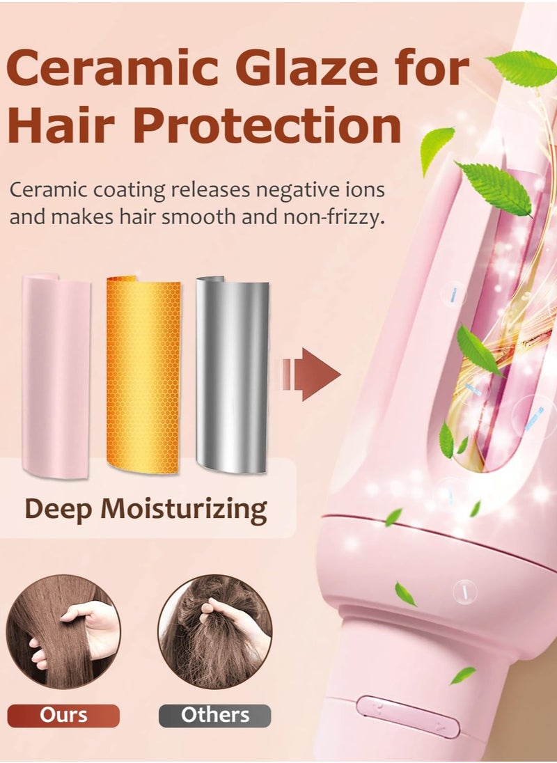 Joshberg Auto Hair Curler, Automatic Curling Iron with 4 Temperature & 3 Timer, Automatic Shut-Off, Anti-Scald, Anti-Tangle Rotating Curling Wand for Hair Styling, Pink  - Image 3