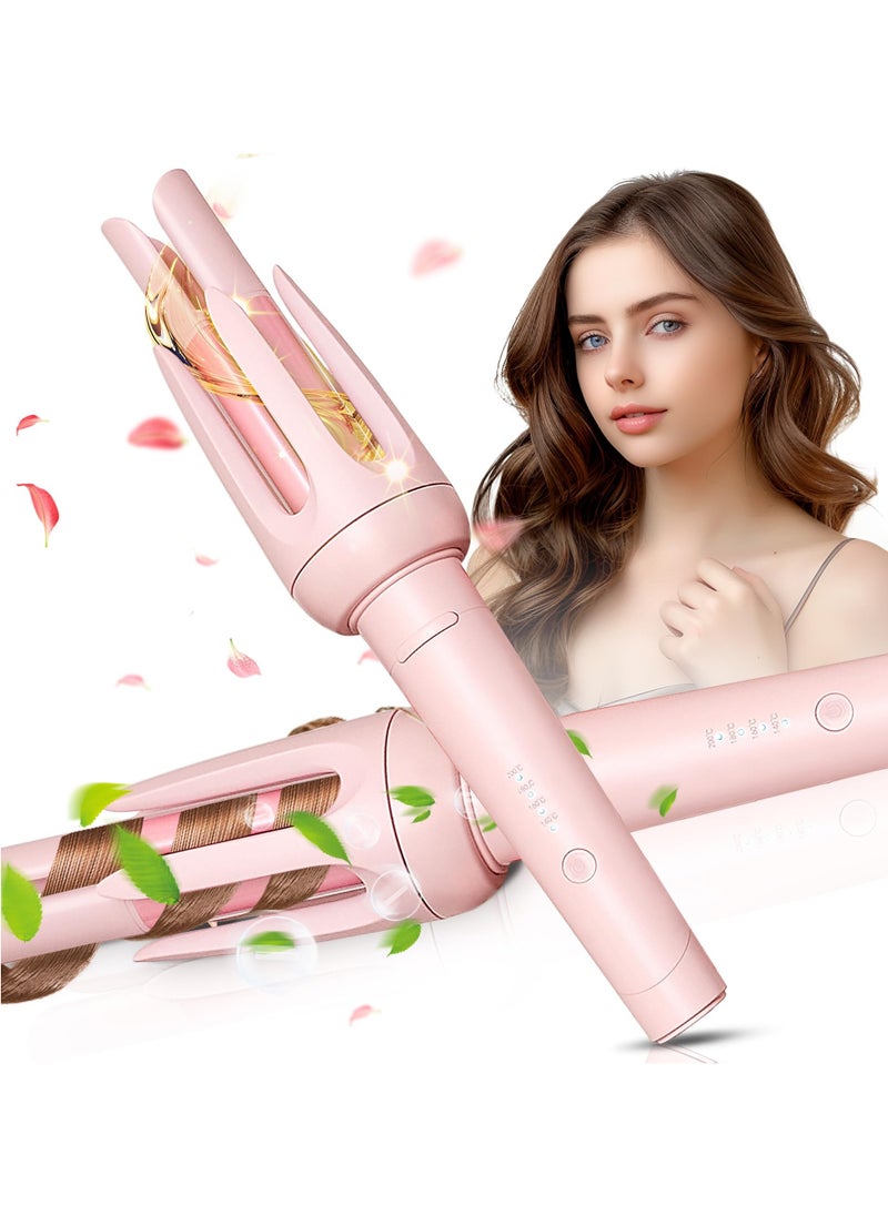 Joshberg Auto Hair Curler, Automatic Curling Iron with 4 Temperature & 3 Timer, Automatic Shut-Off, Anti-Scald, Anti-Tangle Rotating Curling Wand for Hair Styling, Pink  - Image 1