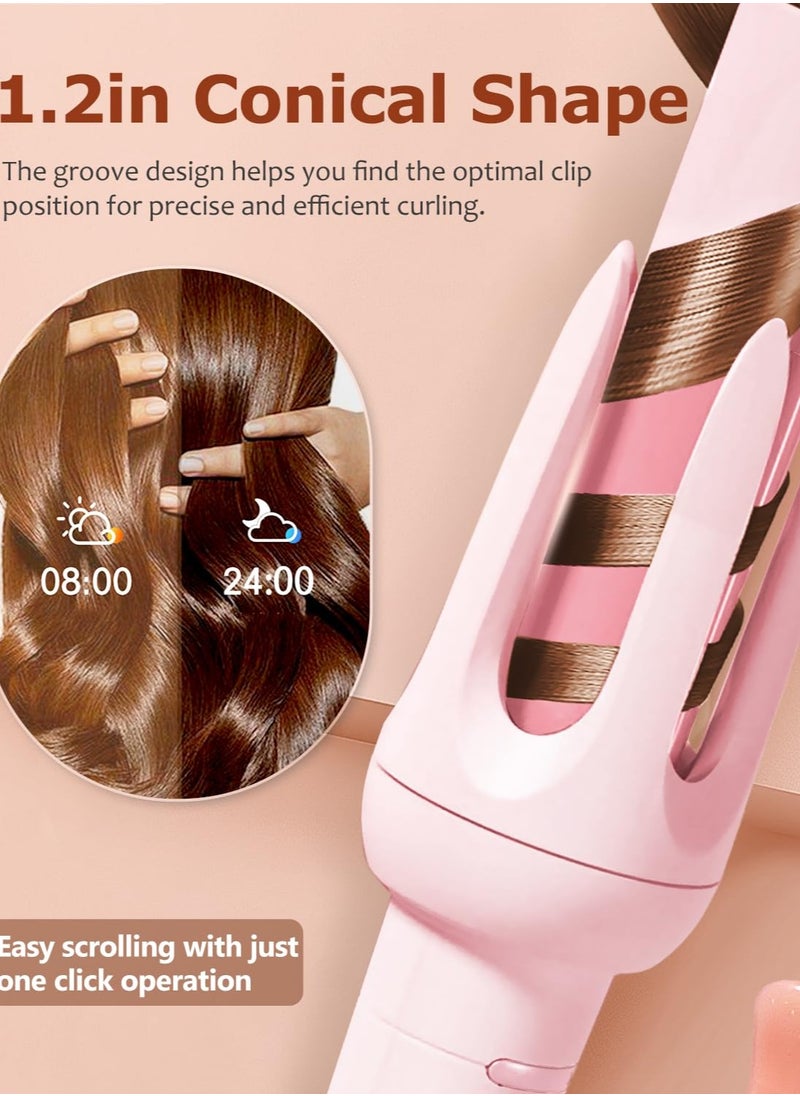 Joshberg Auto Hair Curler, Automatic Curling Iron with 4 Temperature & 3 Timer, Automatic Shut-Off, Anti-Scald, Anti-Tangle Rotating Curling Wand for Hair Styling, Pink  - Image 2