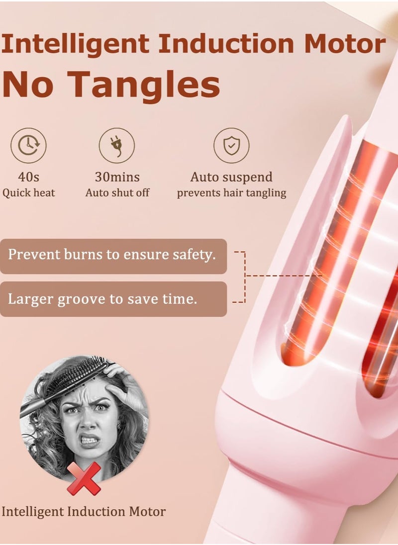 Joshberg Auto Hair Curler, Automatic Curling Iron with 4 Temperature & 3 Timer, Automatic Shut-Off, Anti-Scald, Anti-Tangle Rotating Curling Wand for Hair Styling, Pink  - Image 5