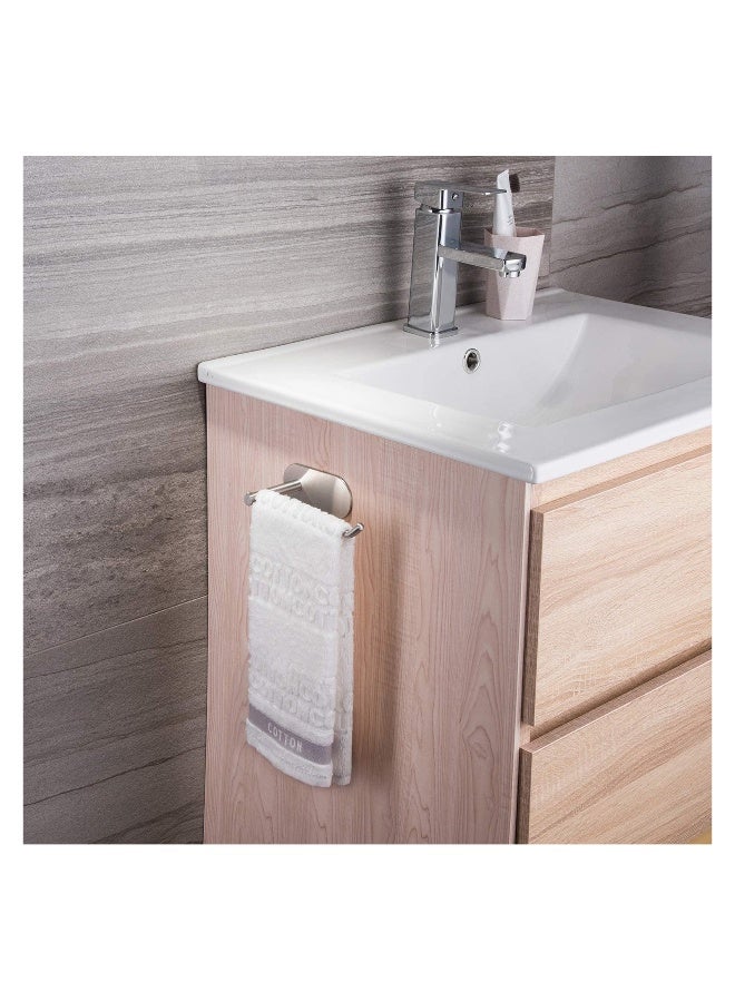 حامل حلقات المناشف اللاصق للمطبخ والحمام، قضيب مناشف فضي من الفولاذ المقاوم للصدأ SUS 304 بتشطيب غير لامع، رف مناشف بدون حفر - حل موفر للمساحة لمناشف اليد. - Image 3