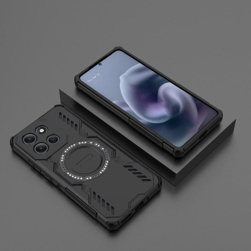 erorex For Motorola Moto G86 Power 5G  Armor MagSafe Magnetic Ring Shockproof Phone Case(Black) - Image 2