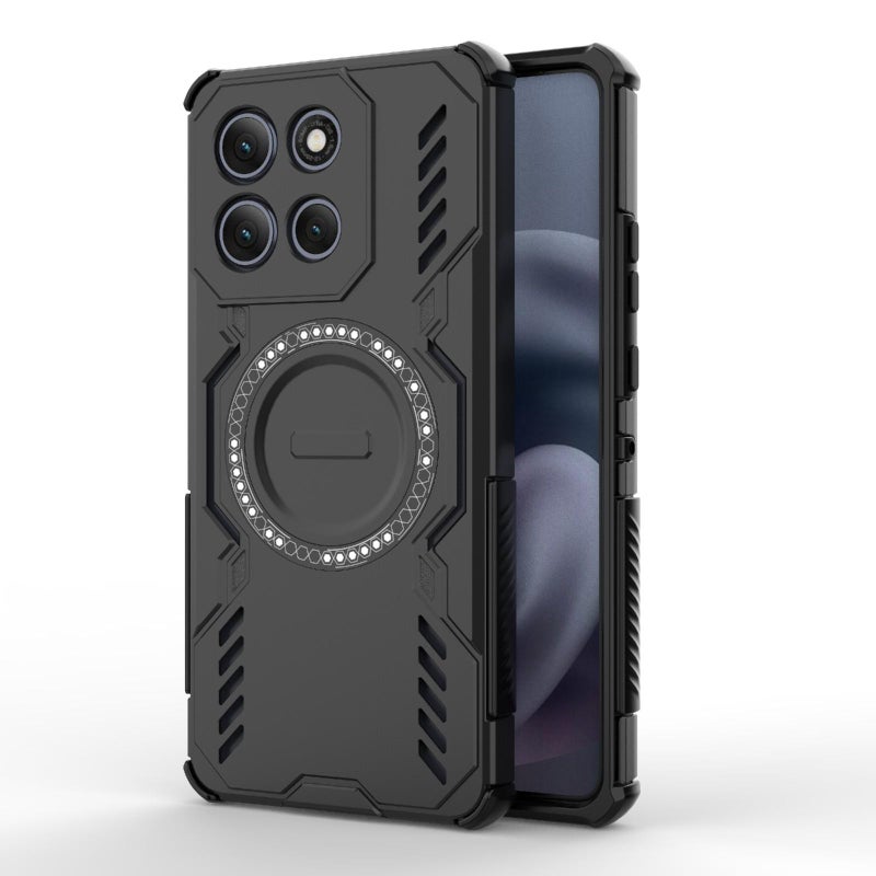 erorex For Motorola Moto G86 Power 5G  Armor MagSafe Magnetic Ring Shockproof Phone Case(Black) - Image 1