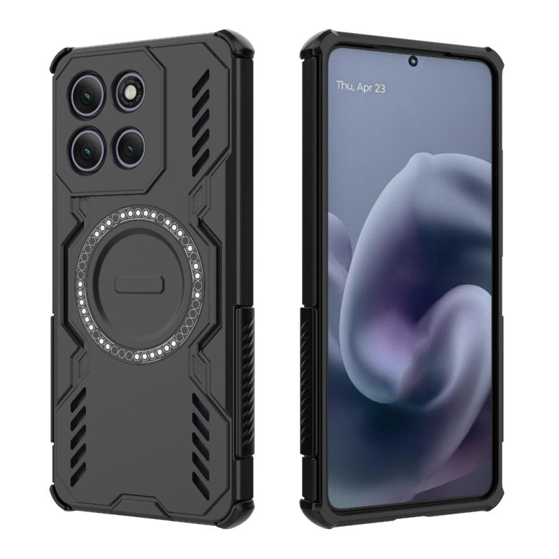 erorex For Motorola Moto G86 Power 5G  Armor MagSafe Magnetic Ring Shockproof Phone Case(Black) - Image 4