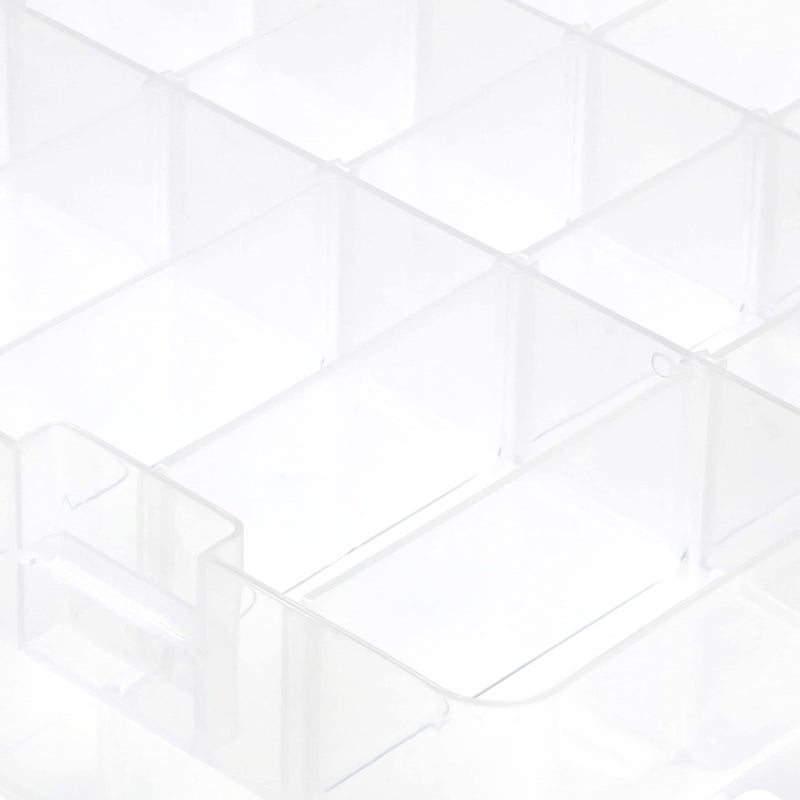 Dritz Thread Storage Box Organizer - Double-Sided 48 Adjustable Compartments, Clear Portable Latching Case with Handle - Image 3