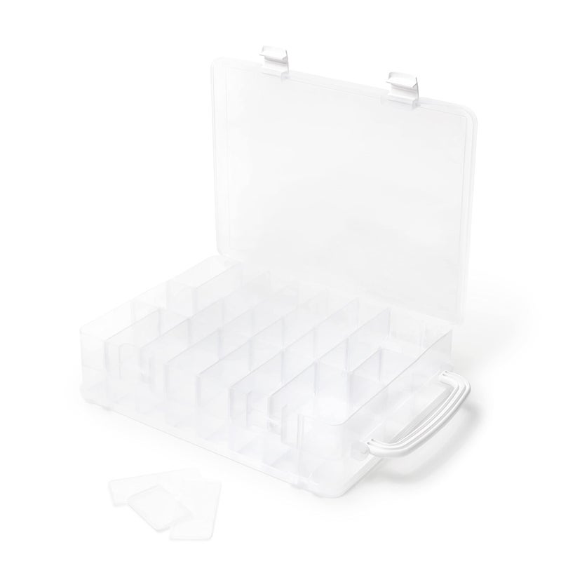 Dritz Thread Storage Box Organizer - Double-Sided 48 Adjustable Compartments, Clear Portable Latching Case with Handle - Image 4