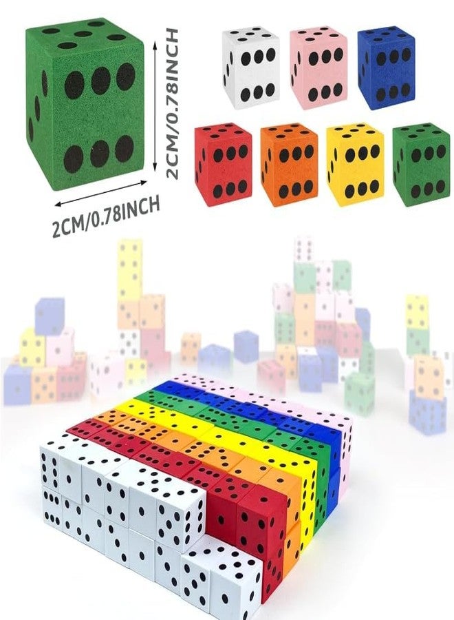XIPEGPA 110PCS Foam Dice Set Small Colorful Dices with Number Dots for Math Game Building Toys Classroom Educational Toy Entertainment for Party Favor Birthday Gifts in 7 Colors (0.78inch) (110) - Image 2