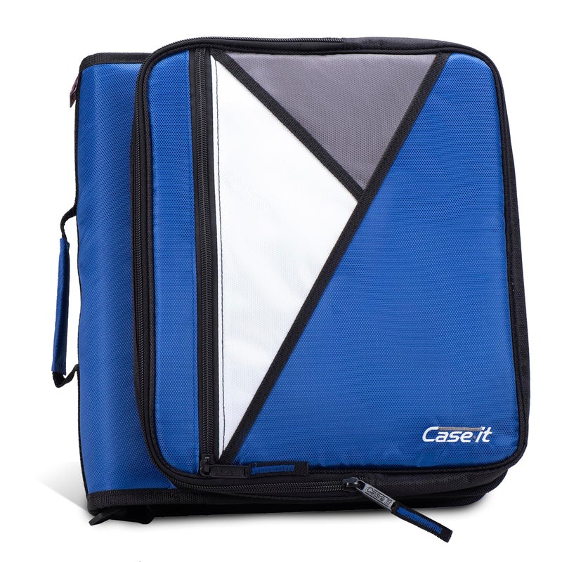 Case it Case-it The Universal Zipper Binder - 2 Inch O-Rings Padded Pocket That Holds up to 13 Laptop/Tablet Multiple Pockets 400 Page Capacity Comes with Shoulder Strap Midnight Blue LT-007 - Image 1
