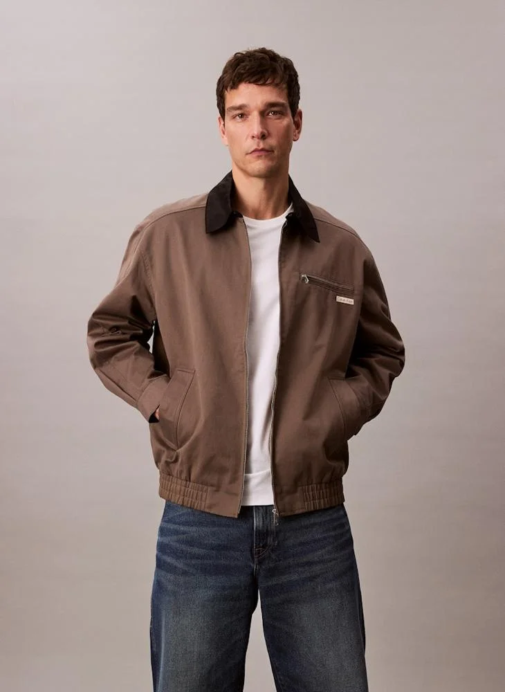 كالفن كلاين جينز جاكيت قطني كامل بأكمام طويلة