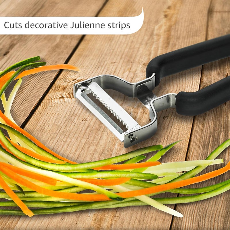 Lurch Germany Julienne Vegetable Y Peeler 5.1 x 2.3 Inches / 13 cm x 6 cm | Stainless Steel Cutter & Slicer for Carrot, Potato & Apple | Veggie Zoodles Maker | Non-slip Comfortable Handle - Black - Image 3