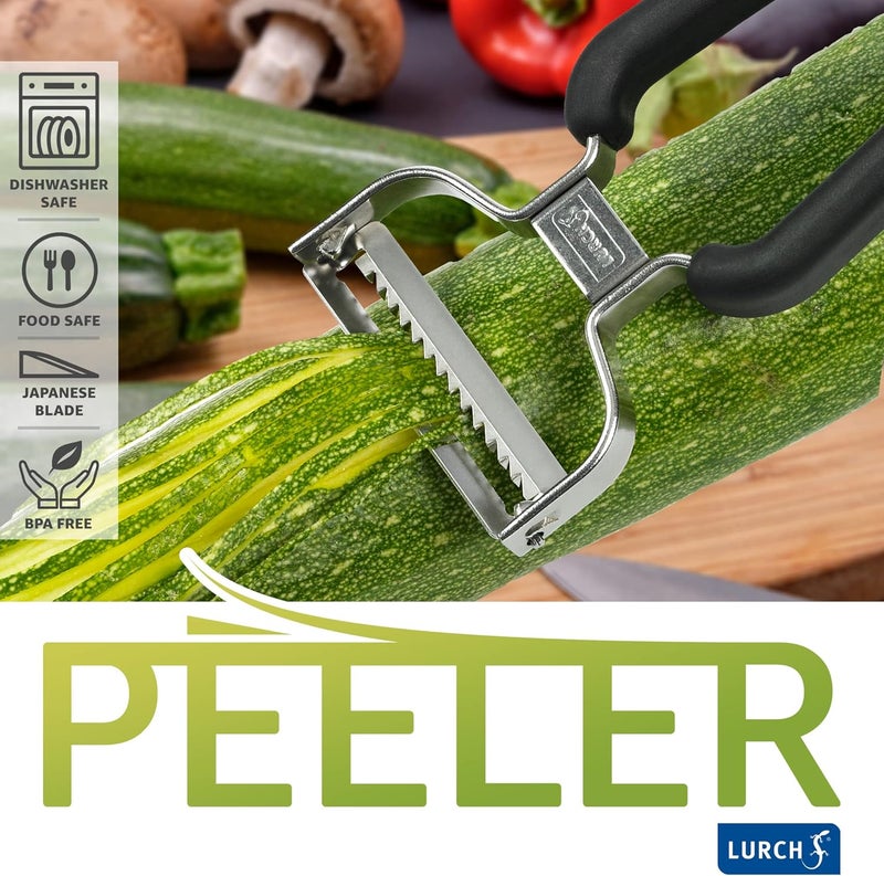 Lurch Germany Julienne Vegetable Y Peeler 5.1 x 2.3 Inches / 13 cm x 6 cm | Stainless Steel Cutter & Slicer for Carrot, Potato & Apple | Veggie Zoodles Maker | Non-slip Comfortable Handle - Black - Image 2