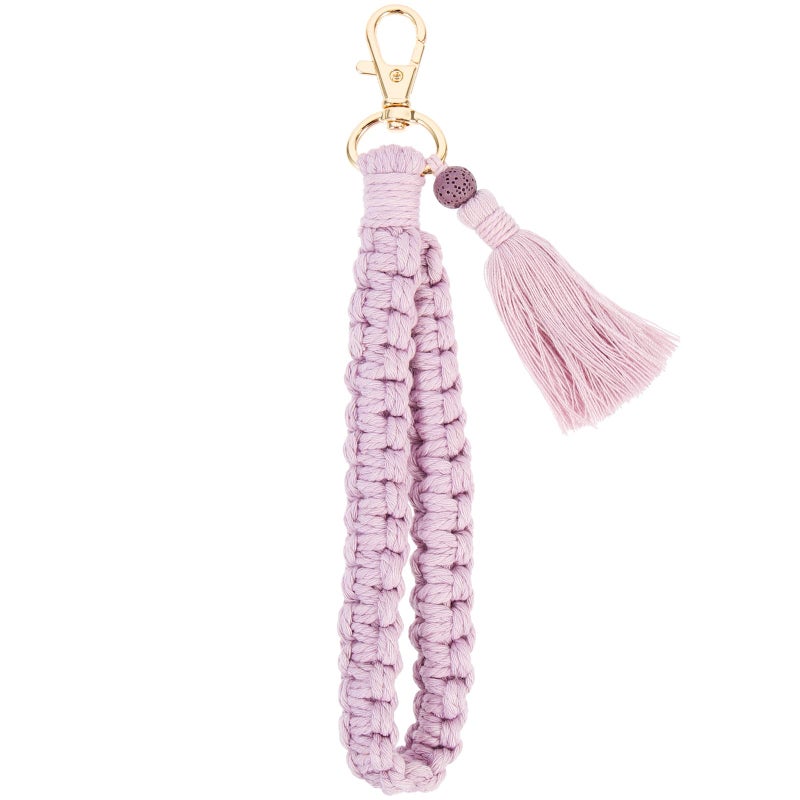 Purple Tassel Macrame Keychain Wristlet Braided Lanyard for Car Keys Women Accessory - Image 2